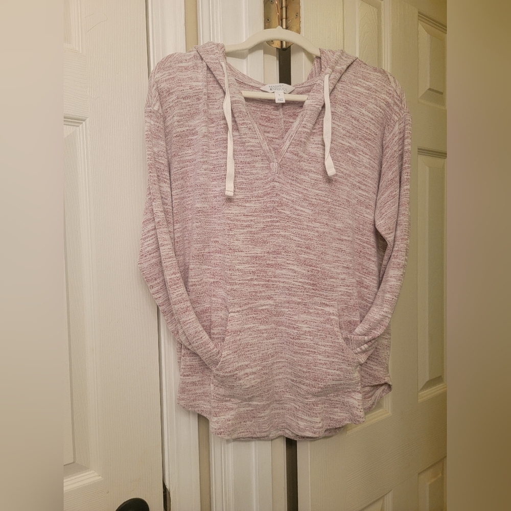 Market & Spruce Heathered Pink Hoodie Top - Picture 4 of 5